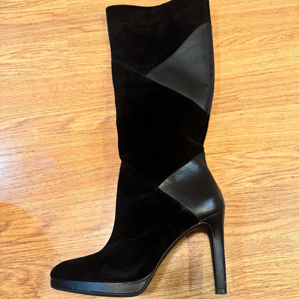 ANTONIO MELÁNI Size 8.5M Katera Black Suede Leather Tall Shaft Boot